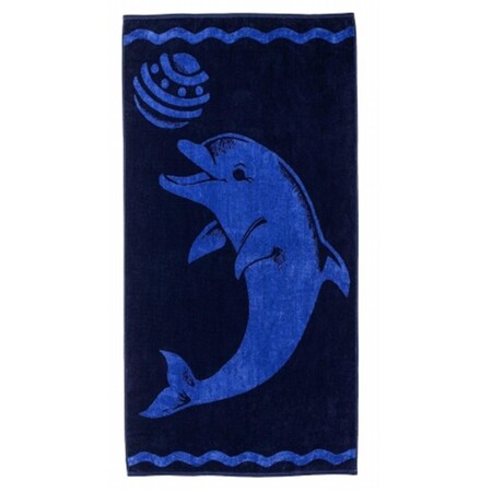 Superior Superior BEACH-PLAYDOLP-BLUE Superior Collection Luxurious Oversized Jacquard Cotton Beach Towels - Playing Dolphin BEACH-PLAYDOLP-BLUE